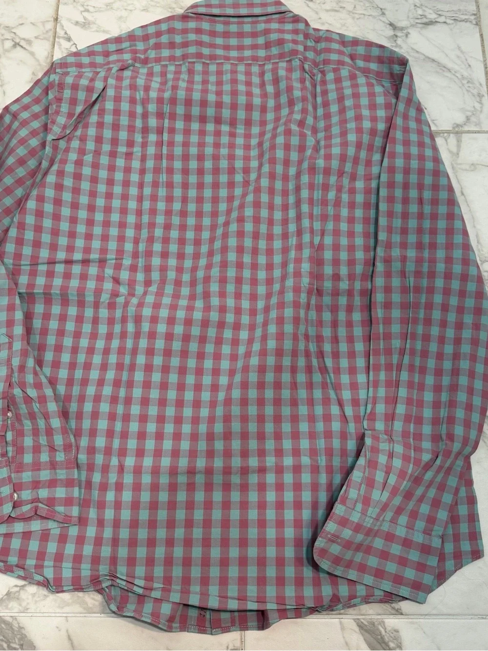 J. Crew Men’s Gingham Button-Down Shirt in Pink and Turquoise